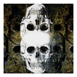 Halloween Horror - 3 Skulls Graffiti Burst Poster