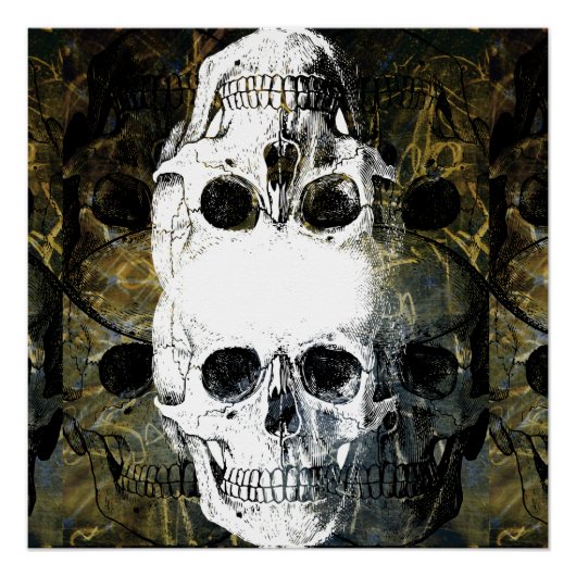 Halloween Horror - 3 Skulls Graffiti Burst Poster (Vorderseite)