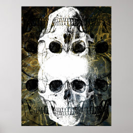 Halloween Horror - 3 Skulls Graffiti Burst Poster