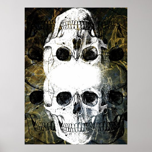 Halloween Horror - 3 Skulls Graffiti Burst Poster (Vorne)