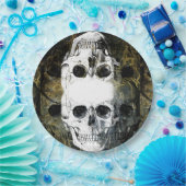 Halloween-Horror - 3 Totenkopf-Graffiti-Burst Pappteller (Party)