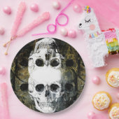 Halloween-Horror - 3 Totenkopf-Graffiti-Burst Pappteller (Party)