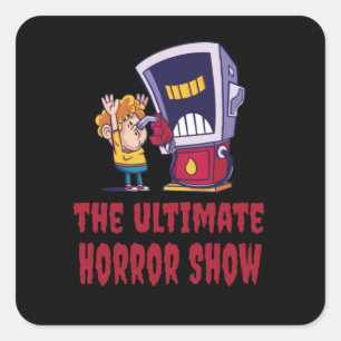 Halloween - Horror auf Tankstelle anzeigen Quadratischer Aufkleber