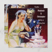 Halloween Horror Braut & Unsterbende Liebe Hochzei Einladung (Vorne/Hinten)