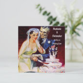 Halloween Horror Braut & Unsterbende Liebe Hochzei Einladung (Stehend Vorderseite)