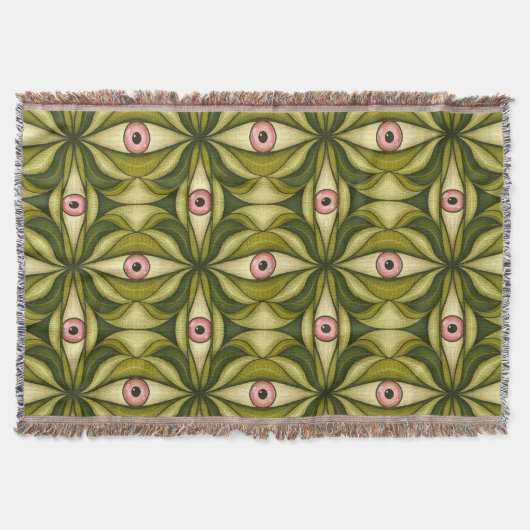 Halloween Horror Eyes Green Creepy Witchy Goth Decke (Vorderseite)