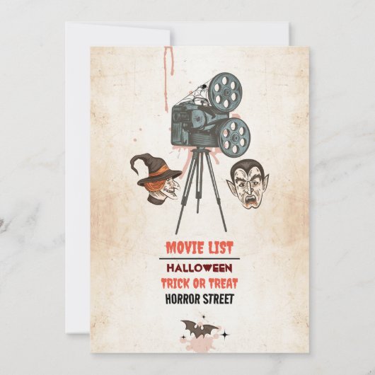 Halloween Horror Filmabendfilm Vampires Beängstige Einladung (Rückseite)