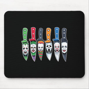 Halloween-Horror Filmfiguren in Knives Beängstigen Mousepad