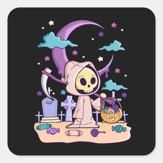 Halloween Horror Gift Pastel Goth Creepy Kawaii Quadratischer Aufkleber (Vorderseite)