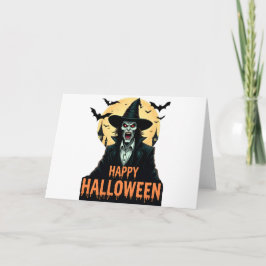 Halloween Horror Hexe mit Roten Augen Einladung