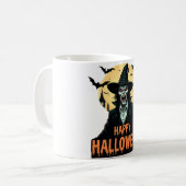 Halloween Horror Hexe mit Roten Augen Kaffeetasse (Vorderseite Links)
