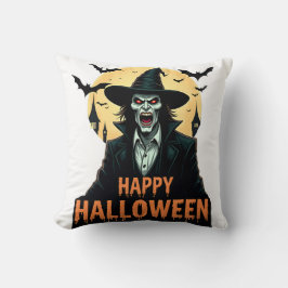 Halloween Horror Hexe mit Roten Augen Kissen