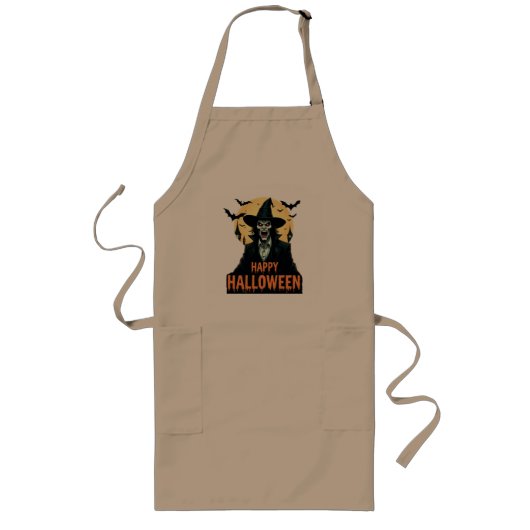Halloween Horror Hexe mit Roten Augen Lange Schürze (Vorne)