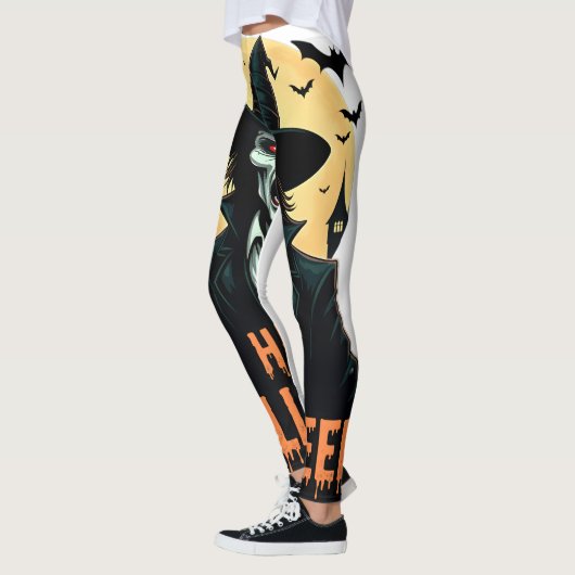 Halloween Horror Hexe mit Roten Augen Leggings (Links)