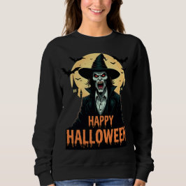 Halloween Horror Hexe mit Roten Augen Sweatshirt