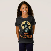 Halloween Horror Hexe mit Roten Augen T-Shirt (Vorne ganz)