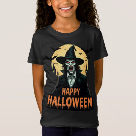 Halloween Horror Hexe mit Roten Augen T-Shirt