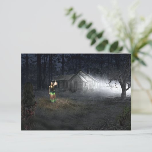 Halloween Horror House Dankeskarte (Stehend Vorderseite)