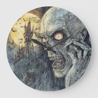 Halloween, Horror, Mondlicht über den Verdammten Große Wanduhr