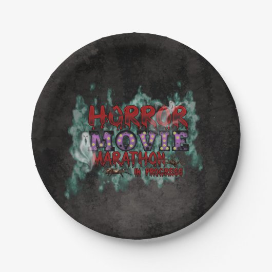 Halloween Horror Movie Marathon läuft Pappteller (Vorderseite)