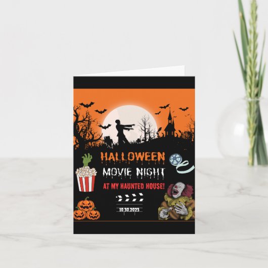 Halloween Horror Movie Night Party Invitation Einladung (Vorderseite)