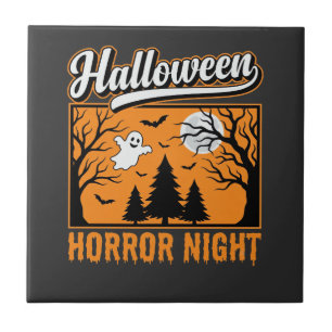 Halloween Horror Night Retro-Geisterwald Fliese