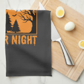 Halloween Horror Night Retro-Geisterwald Geschirrtuch (Viertel Falte)