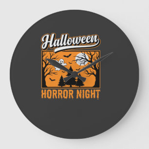 Halloween Horror Night Retro-Geisterwald Große Wanduhr