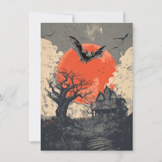 Halloween Horror Night Retro Poster Einladung (Rückseite)