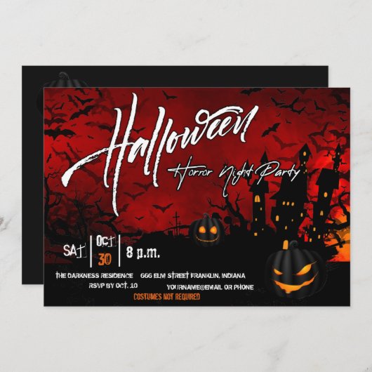 Halloween Horror Nigth Party Einladung (Vorne/Hinten)