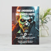 Halloween Horror Party Zombie Kreatur Cartoon Einladung (Stehend Vorderseite)