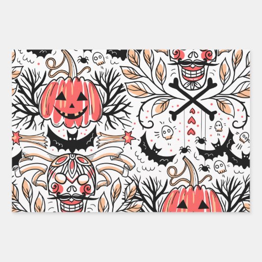 Halloween Horror Pattern Geschenkpapier Set (Vorderseite)