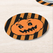 Halloween Horror Pumpkin Black Stripes Runder Pappuntersetzer (Angewinkelt)