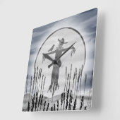 Halloween-Horror-Scarecrow Quadratische Wanduhr (Winkel)