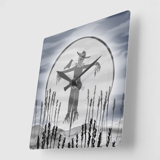 Halloween-Horror-Scarecrow Quadratische Wanduhr (Winkel)