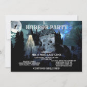 Halloween Horror Spuk House Beängstigend Blue Nigh Einladung (Rückseite)