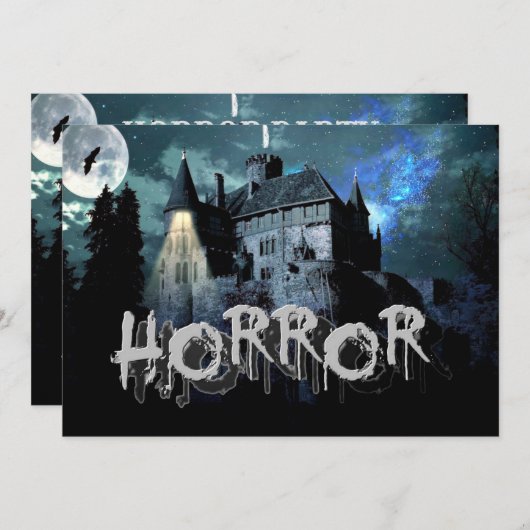 Halloween Horror Spuk House Beängstigend Blue Nigh Einladung (Vorne/Hinten)