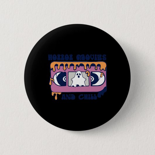 Halloween-Horror und Chill-Retro-Videoband Button (Vorderseite)