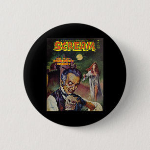 Halloween Horror Vintag Skull Monster Comic Book Button