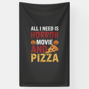 Halloween-Horrorfilm- und Pizza-Typografie Banner