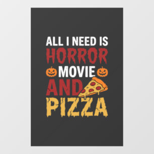 Halloween-Horrorfilm- und Pizza-Typografie Fensteraufkleber