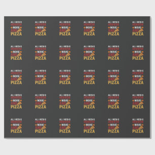 Halloween-Horrorfilm- und Pizza-Typografie Geschenkpapier