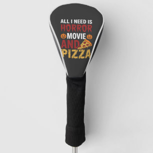 Halloween-Horrorfilm- und Pizza-Typografie Golf Headcover