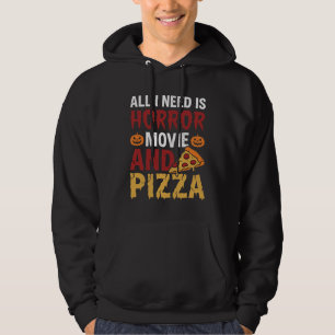 Halloween-Horrorfilm- und Pizza-Typografie Hoodie