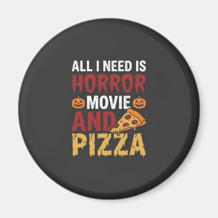 Halloween-Horrorfilm- und Pizza-Typografie Magnet