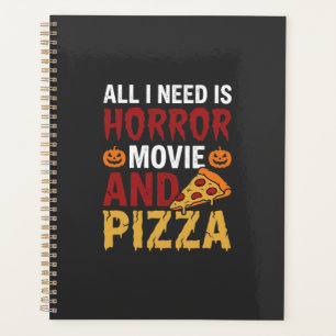 Halloween-Horrorfilm- und Pizza-Typografie Planer