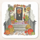 Halloween House Cat Rechteckiger Pappuntersetzer (Vorderseite)