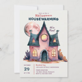 Halloween House Erwärmung New Family Zuhause Pink  Einladung