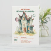 Halloween House Erwärmung New Zuhause Pink Moon Ar Einladung (Stehend Vorderseite)