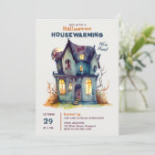 Halloween House Erwärmung Spuk Zuhause Watercolor Einladung (Stehend Vorderseite)